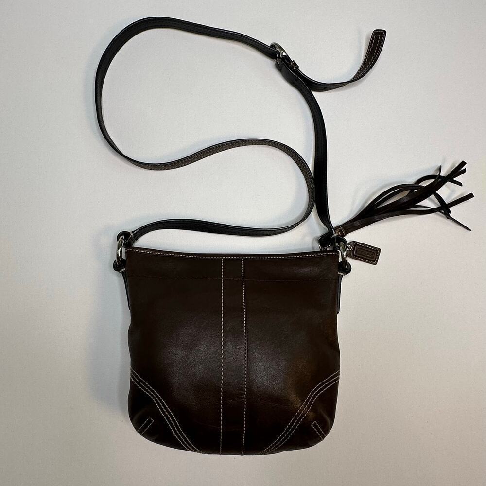 Coach Brown Leather Crossbody Shoulder Bag - Picture 2 of 9